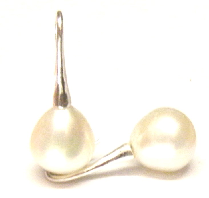 White Drop Pearl Silver Earring
